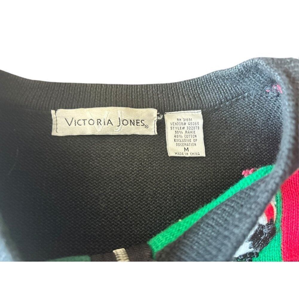 Victoria Jones Women's Red & Black Zipper Snowman Christmas Sweater - Picture 5 of 7